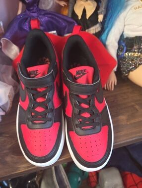 Nike Red and Black Low-Top Sneakers with Strap